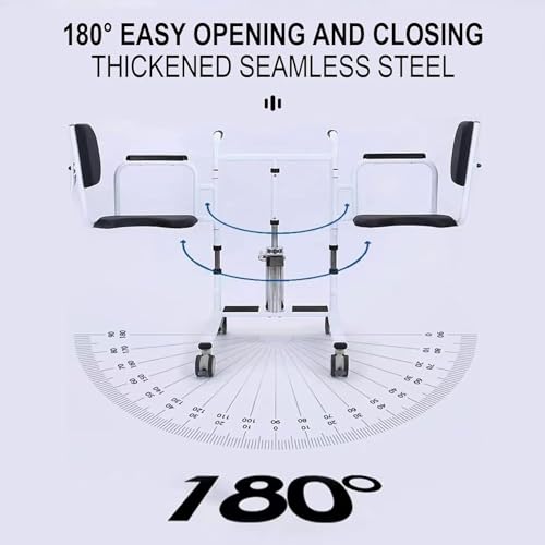 Hydraulic Patient Lift Wheelchair, with 180° Split Seat and 360° Universal Wheel, Portable Transfer Wheelchair for Elderly and Handicapped.