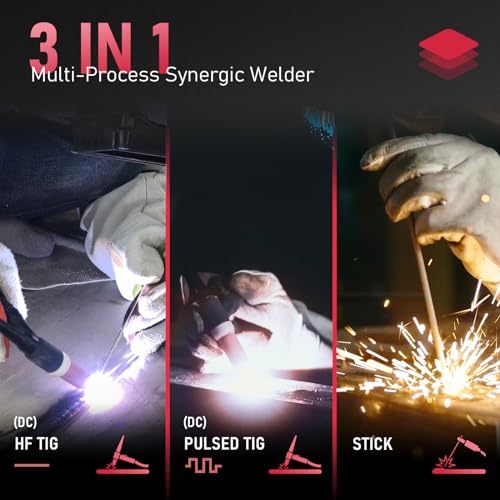 YESWELDER 200A AC/DC Aluminum Tig Welder with Pulse Large LED Display, Digital Inverter STICK/TIG 110/220V Dual Voltage TIG Welding Machine TIG-200P ACDC