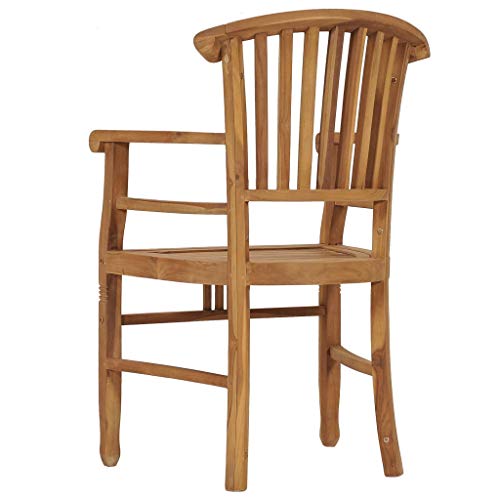 Patio Chairs 2 pcs Solid Teak Wood,Teak Wood Garden Dining Chairs with Backrest and Armrest for Patio and Dining Room Outdoor Seating Furniture