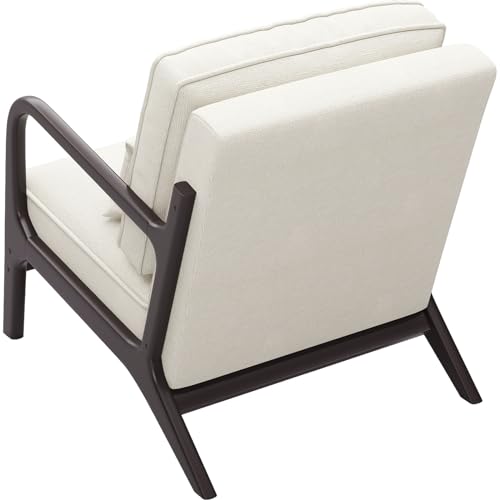 Belffin Accent Chair Modern Mid-Century Linen ArmChair Upholstered Arm Chair with Soft Cushion Solid Wood Accent Side Chairs Light Grey