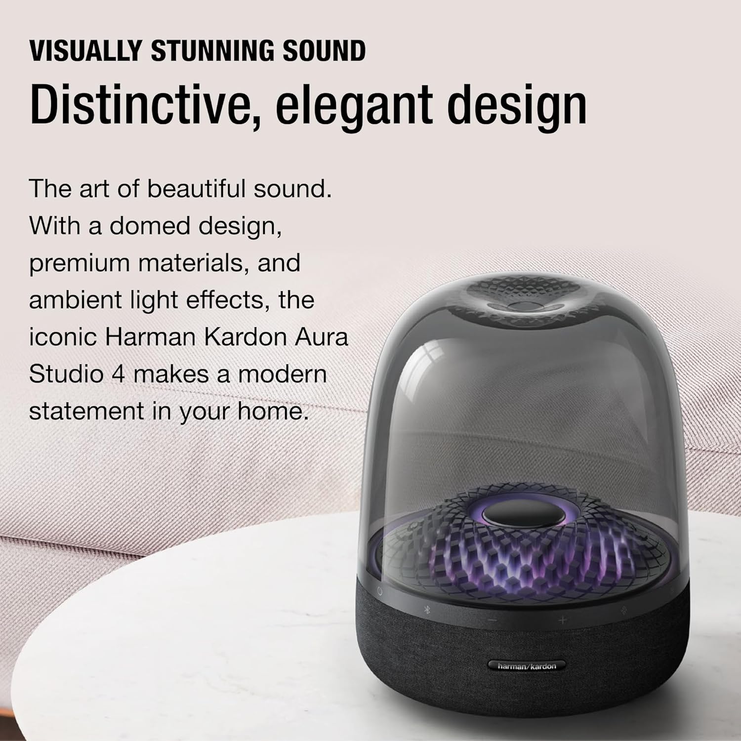 Harman Kardon Aura Studio 4 - Bluetooth Home Speaker - Superior Sound Performance - 5 Diamond-Effect Lighting Themes - Made with Recycled Materials