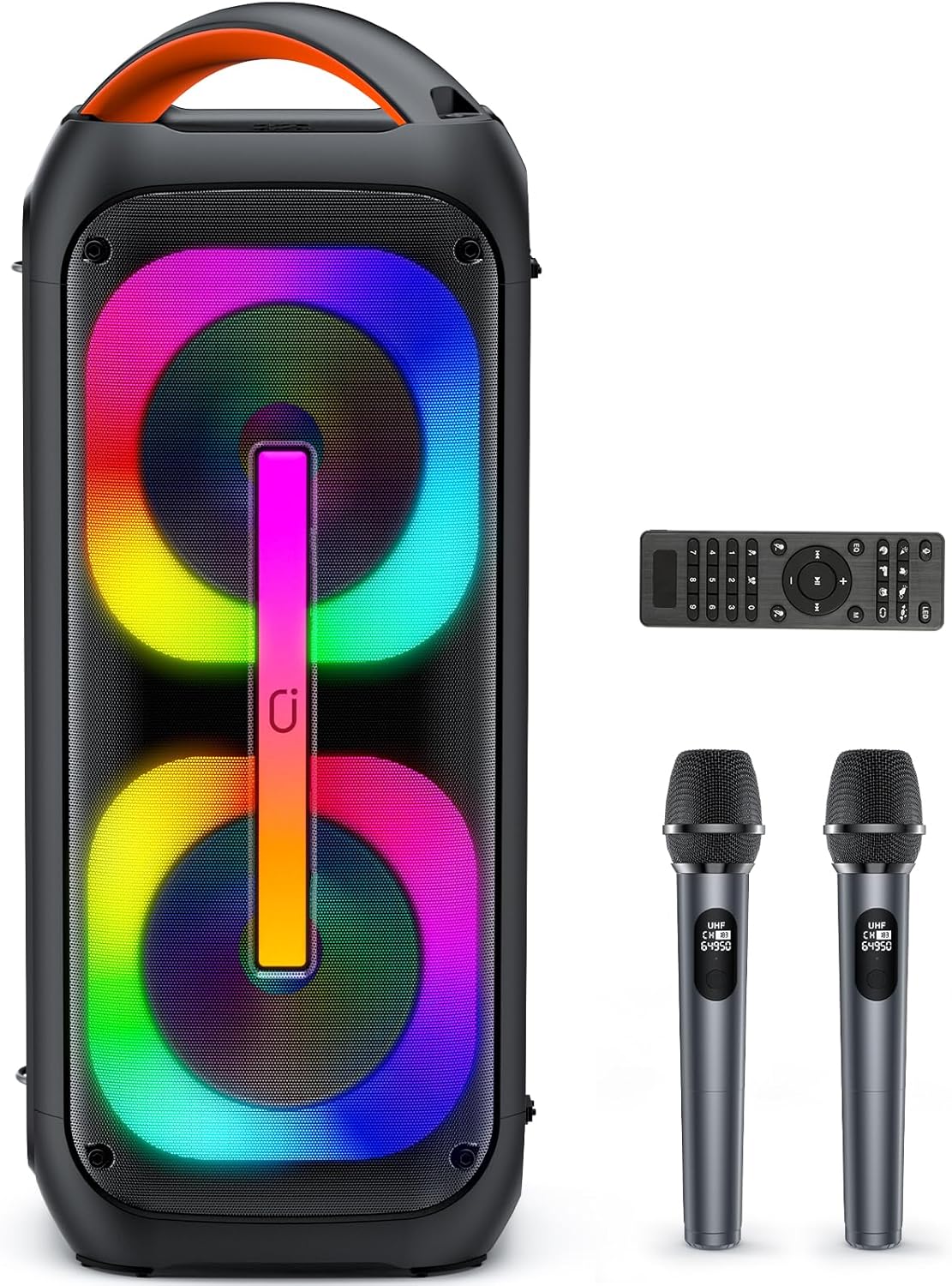 T11-T Karaoke Machine with 2 Microphones, Large Bluetooth Karaoke Speaker for Adults and Kids, Party Speaker w/Dual 6.5" Subwoofer, Portable PA System with Party Lights, Birthday Gifts