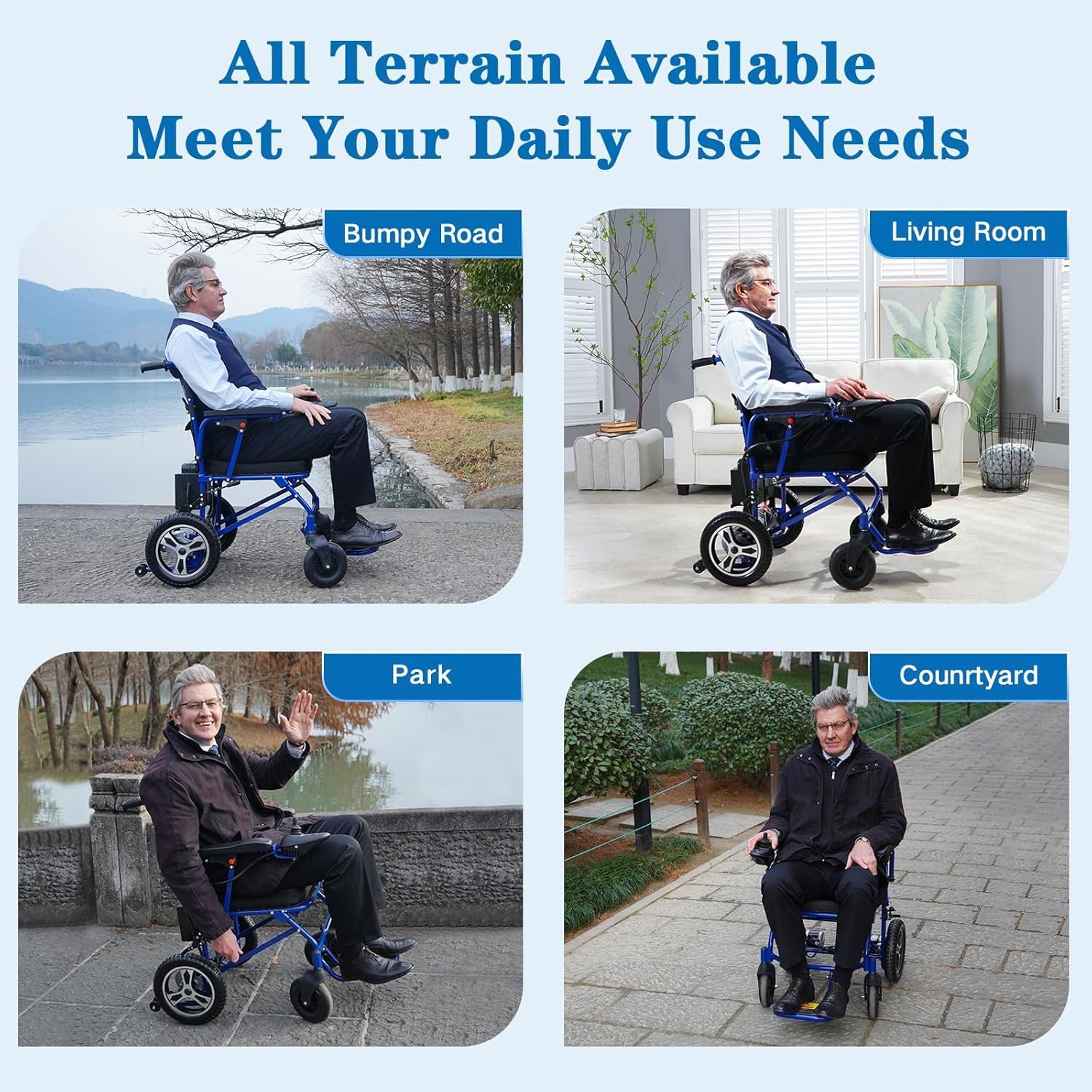 Electric Wheelchairs for Adults Lightweight Foldable, 20 Miles Lightweight Foldable Motorized Wheelchairs Power Portable Wheelchair, 500W Motor,Black