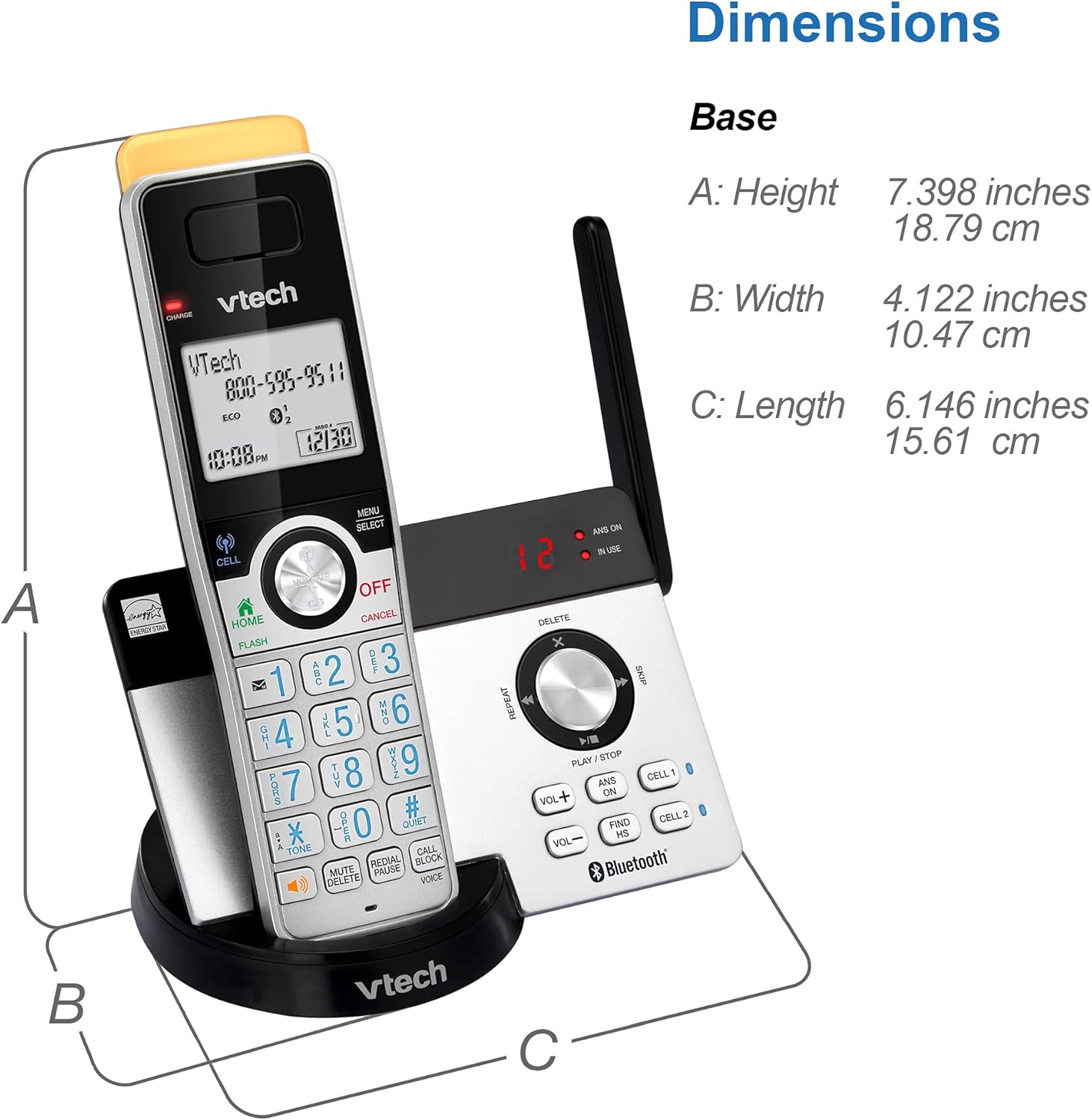 VTECH IS8121-4 Super Long Range up to 2300 Feet DECT 6.0 Bluetooth 4 Handset Cordless Phone for Home with Answering Machine, Call Blocking, Connect to Cell, Intercom and Expandable to 5 Handsets