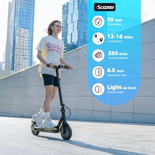 iScooter Electric Scooter for Adults, 18/12 Miles Long Range,22/19/18 Mph Top Speed, Commuting Electric Scooter with Cruise Control, Double Braking Systems Escooter for Adults and Teens