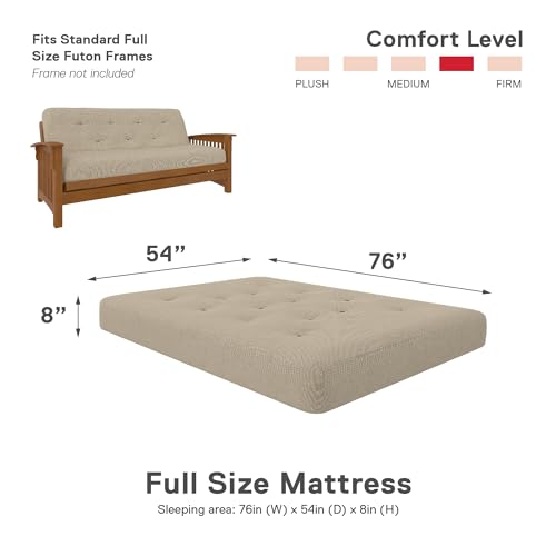 DHP Trule 6-Inch Bonnell Coil Futon Mattress, Polyester Linen, Full, Dark Gray
