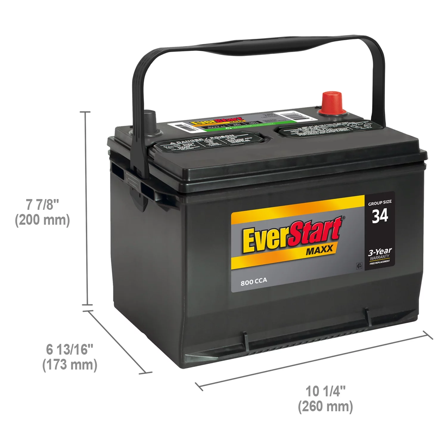 Car Battery - Group Size 34, 12V 800 CCA