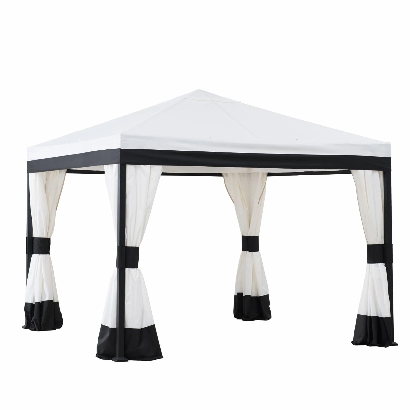 Sunjoy 10 ft. x 10 ft. Steel Gazebo - Black and White