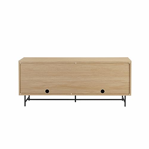 Walker Edison Scandinavian Grooved 4-Door Sideboard, 69 Inch, Black