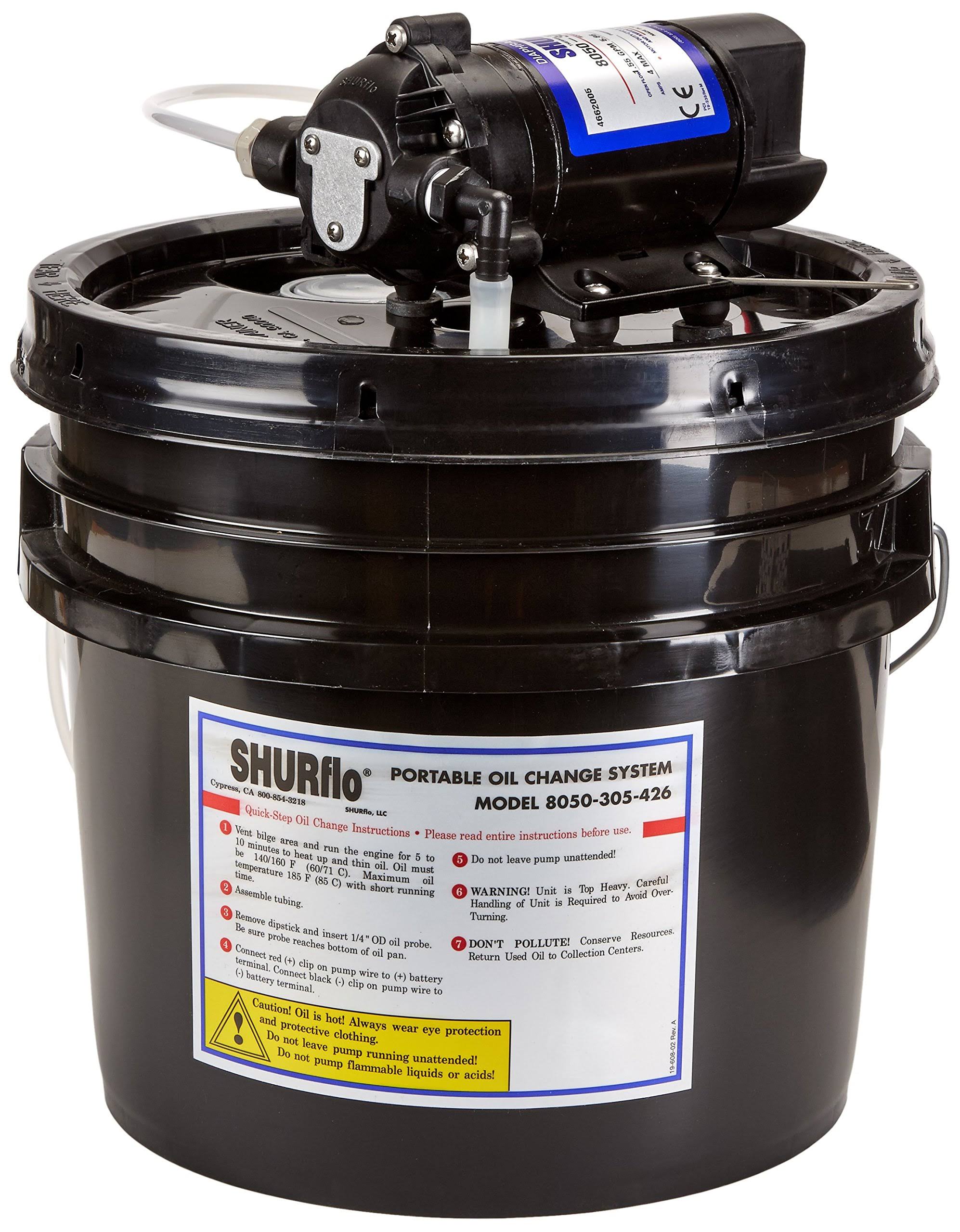 Shurflo Oil Change Pump W-3.5 Gallon Bucket - 12 VDC, 1.5 GPM
