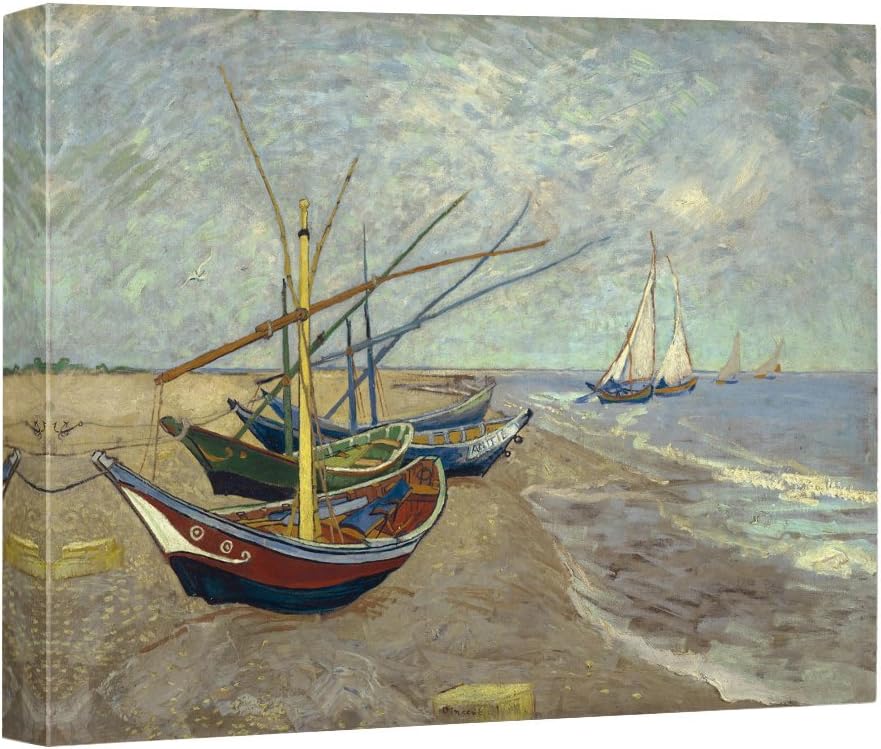 Eliteart - Starry Night Over The Rhone by Vincent Van Gogh Giclee Art Canvas Prints- Framed Size:27 3/5 x34 3/5
