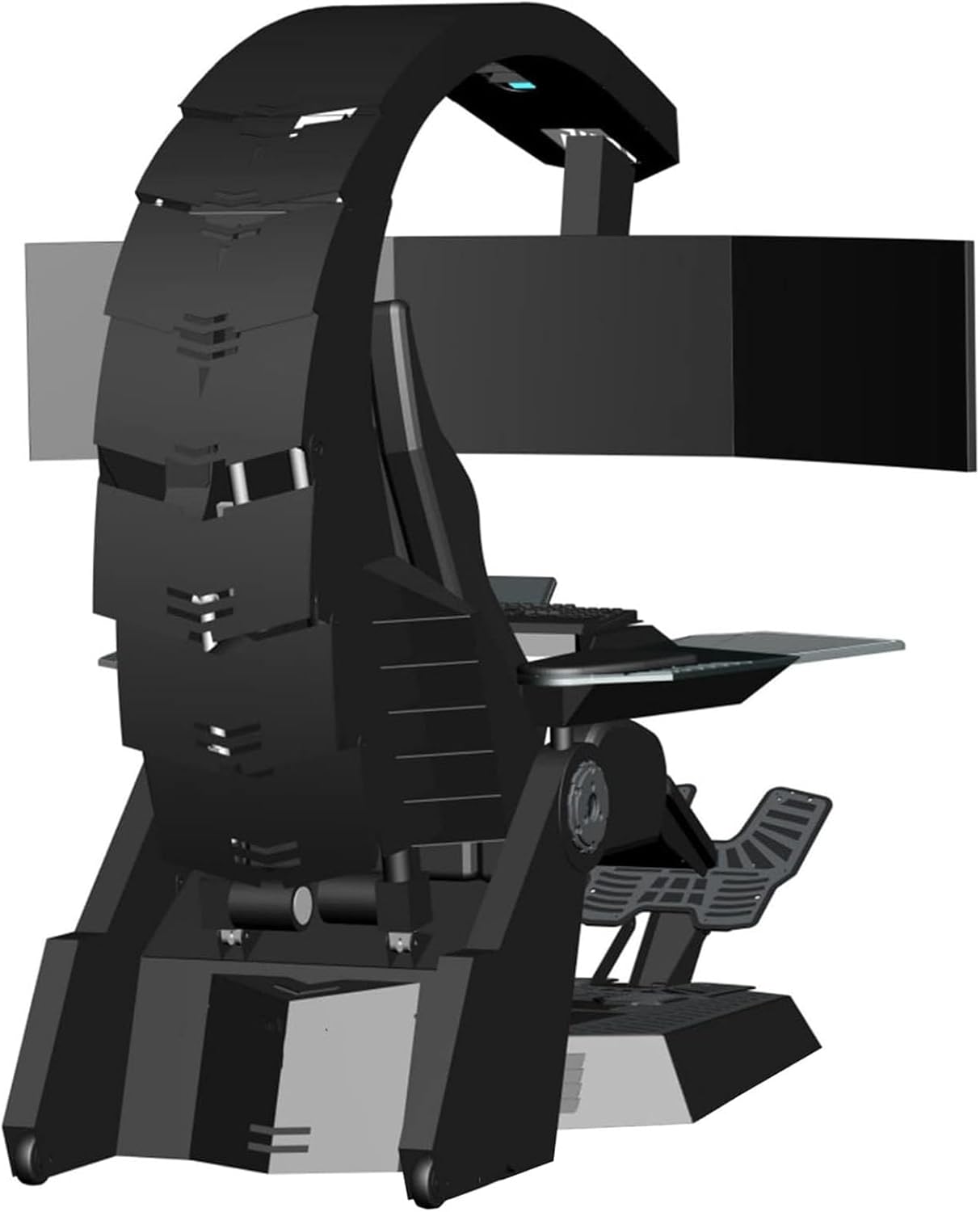 Zero-Gravity Gaming Chair, Leather Back & Metal Shell Computer Cockpit, Integrated Ergonomic Boss Office Chair, Support Hanging 5 Screens