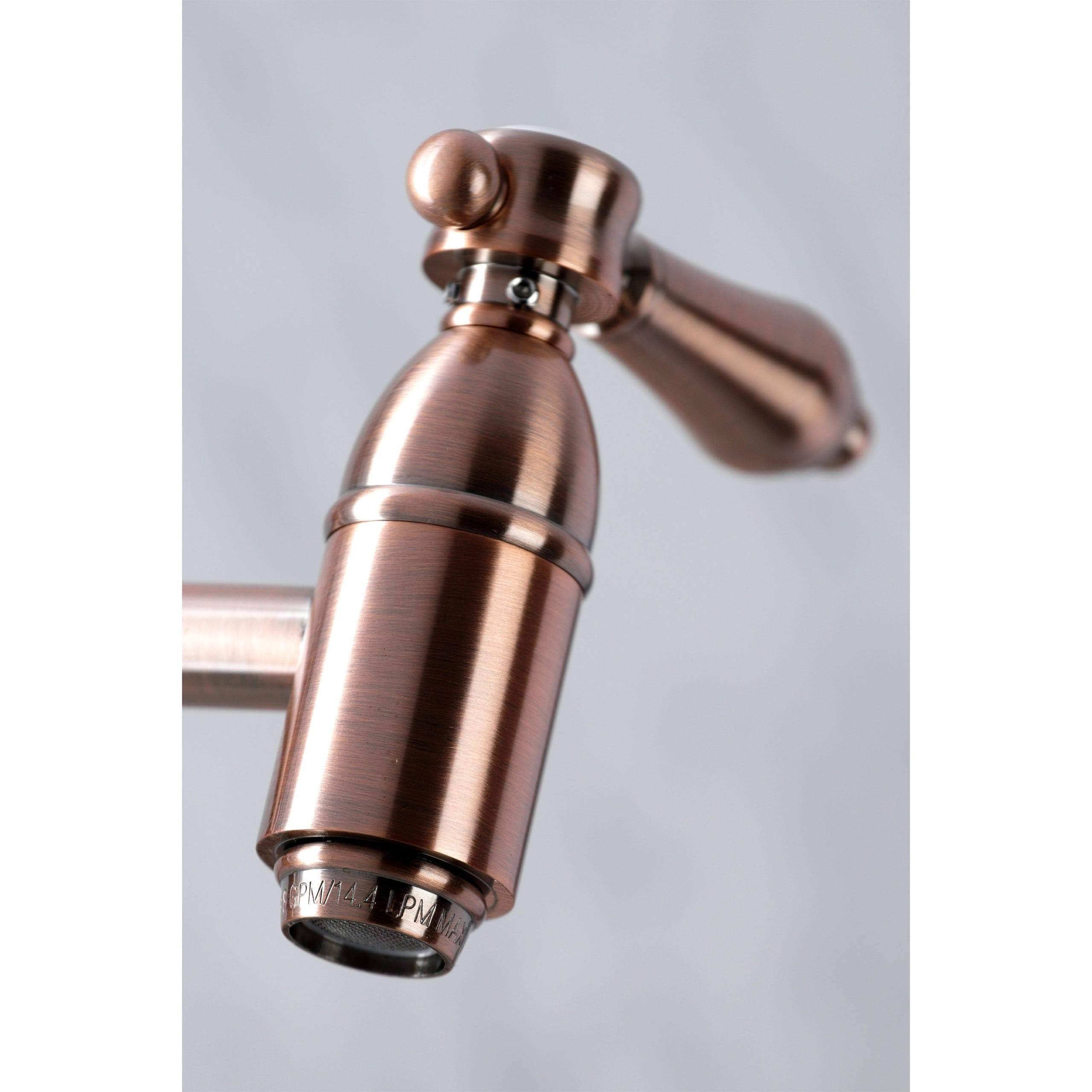 Kingston Brass KS310BALAC Heirloom Wall Mount Pot Filler Kitchen Faucet Antique Copper