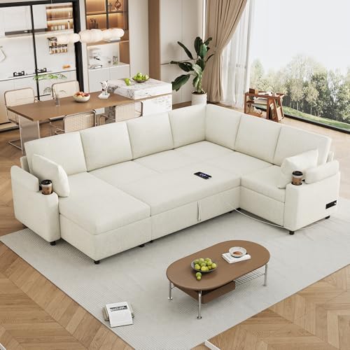 Oversized U-Shaped Sectional Sofa Couch Plush Corduroy Upholstered Modular Deep Seat Sofa&Couch Sectional W/Right Facing Chaise Lounge and 7 Toss Pillows for Home Apartment Living Room Furniture Sets