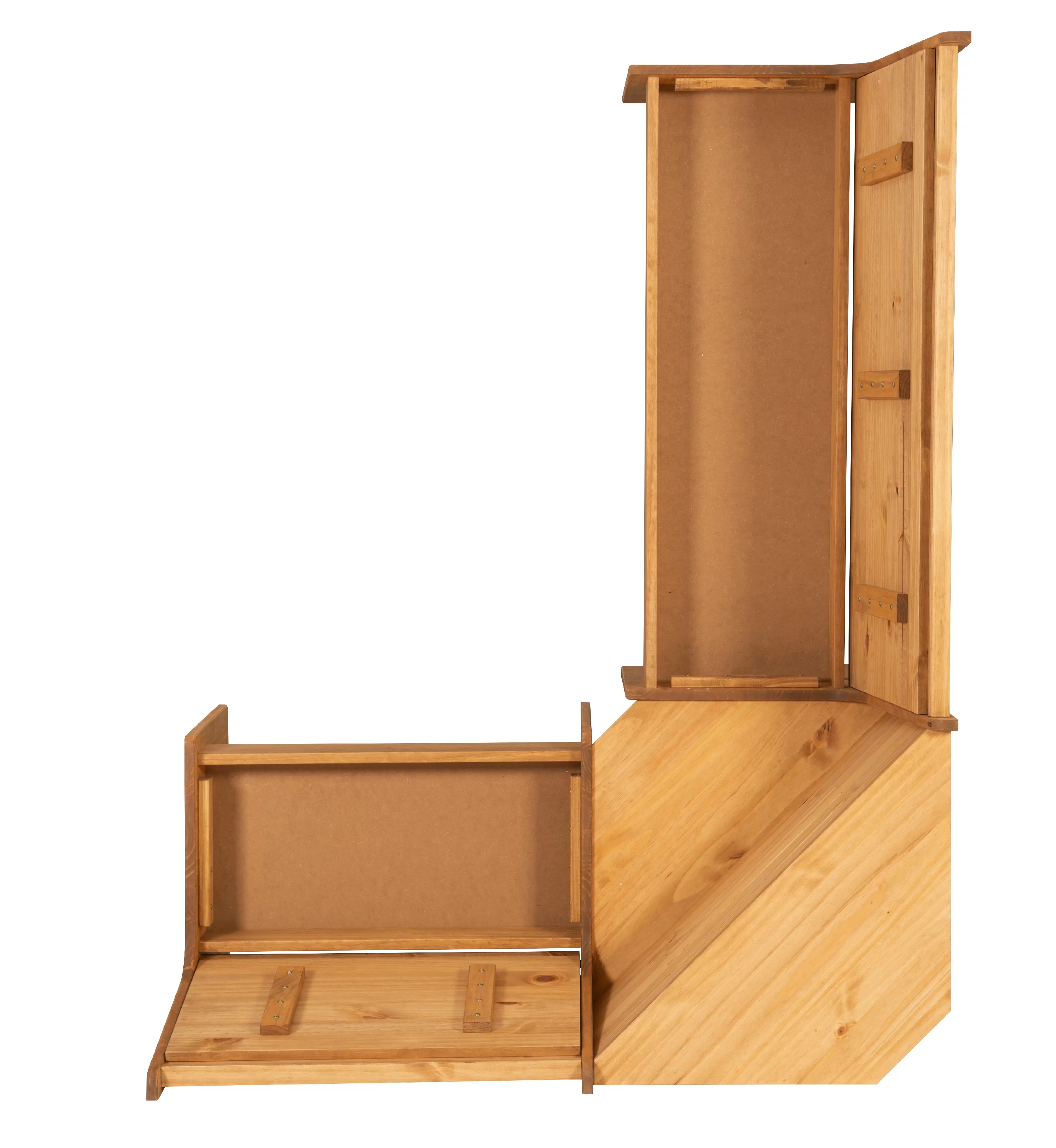 Linon Wickford Corner Dining Breakfast Nook Set with Storage, Table, and Bench, Seats 5-6, Natural Finish