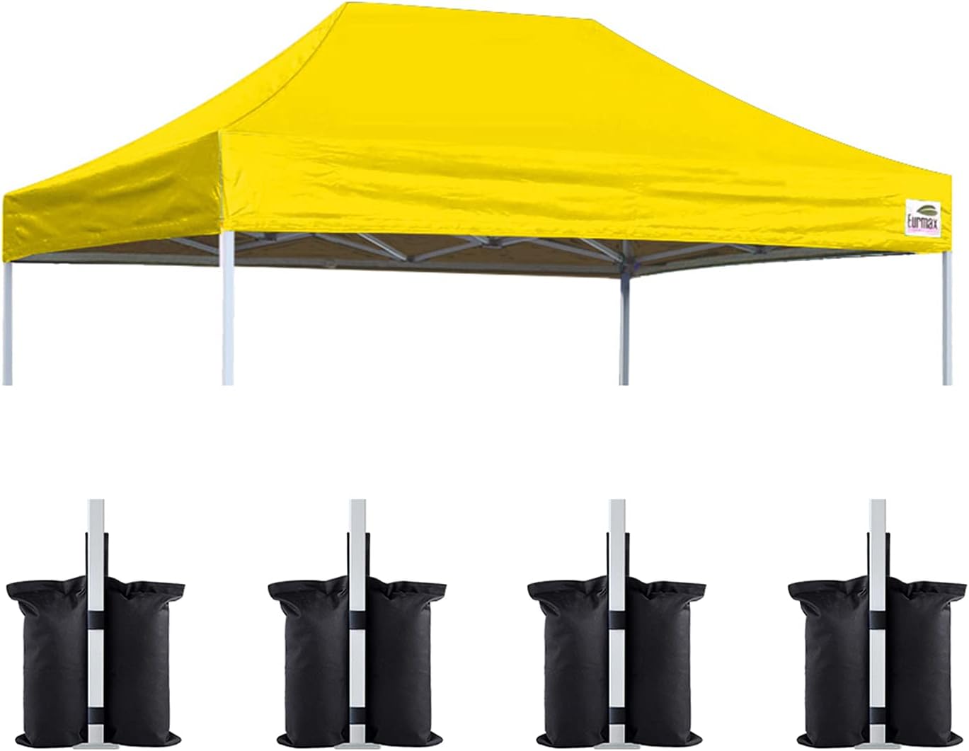 Eurmax 10x20 Pop Up Canopy Replacement Canopy Tent Top Cover, Instant Ez Canopy Top Cover ONLY, Choose 30 Colors,Bonus 4PC Pack Canopy Weight Bag (White)