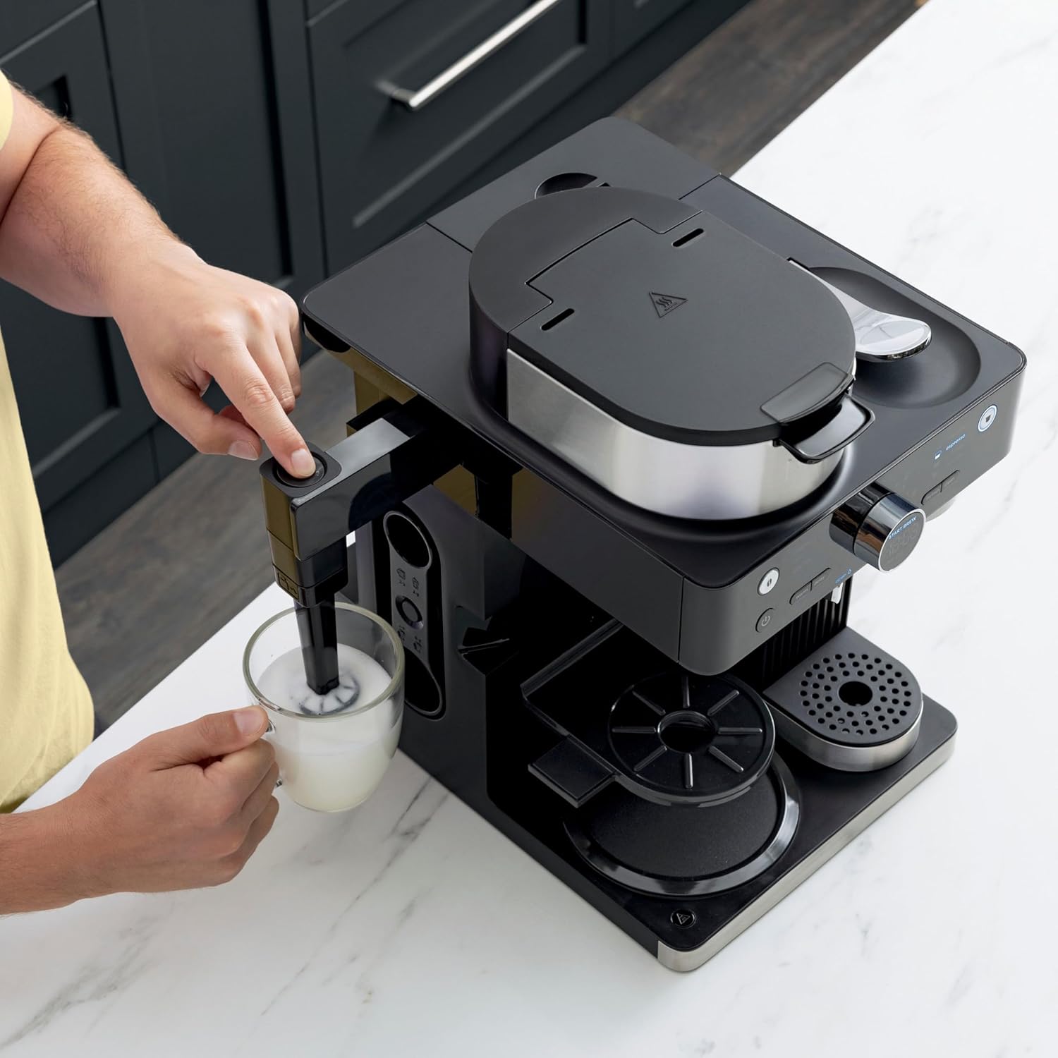 Ninja CFN602 Espresso & Coffee Barista System with Ristretto Function, Single-Serve Coffee & Nespresso Capsule Compatible, 12-Cup Carafe, Built-in Frother, Espresso, Cappuccino & Latte Maker