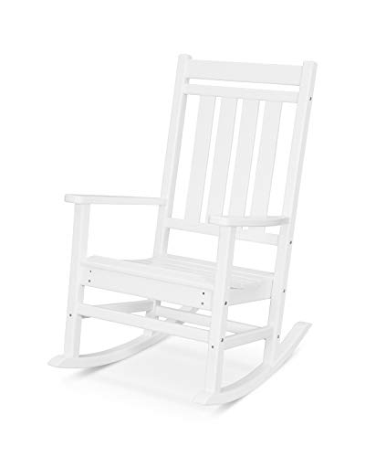 POLYWOOD Estate Rocking Chair, Outdoor Porch Rocker, All-Weather HDPE Patio Furniture, Adult Size, Made in USA, Black