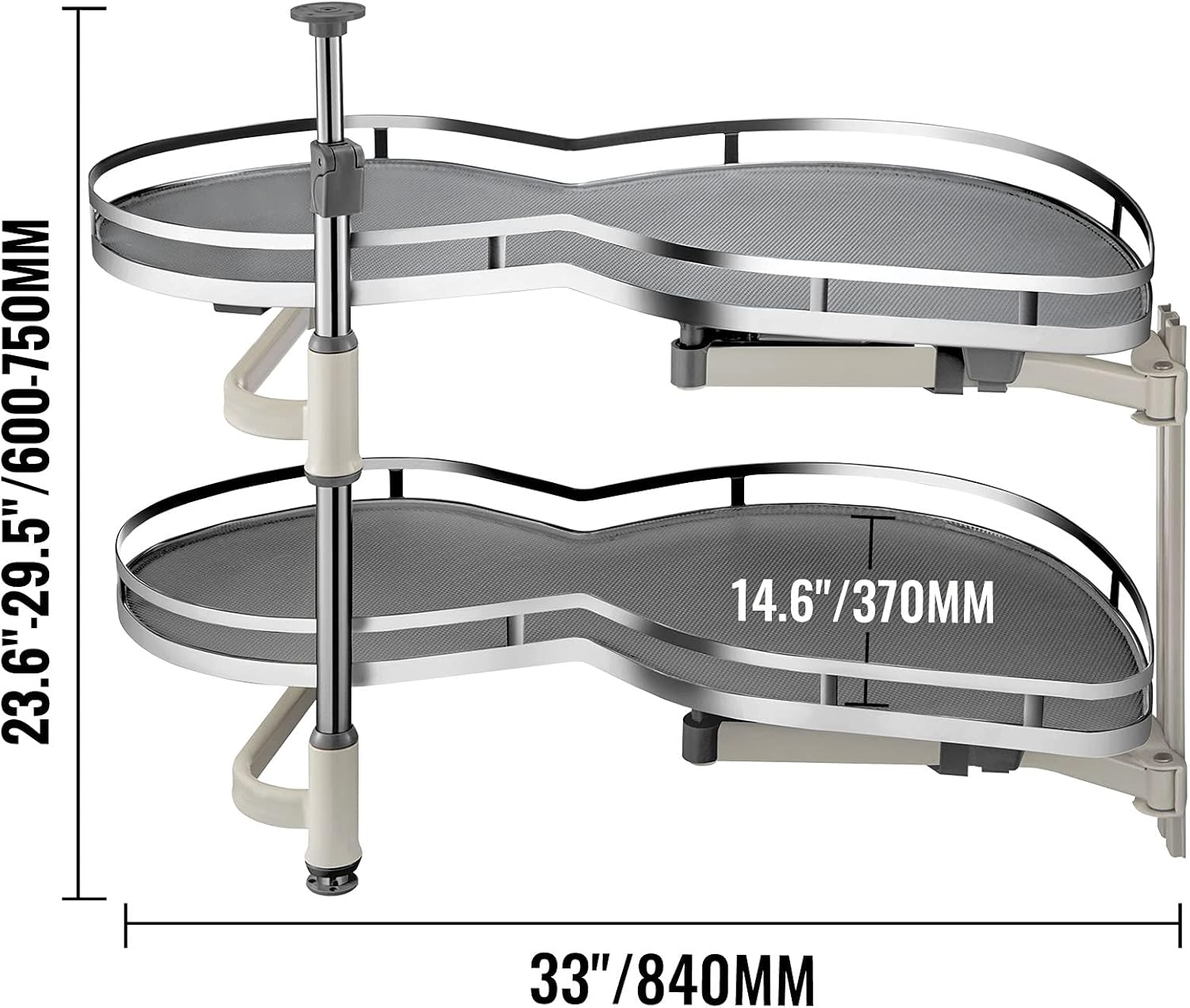 VEVOR Swing Left Blind Corner Cabinet Pull Out for 36 inch Cabinet, 2 Tier Swing Tray Blind Kitchen Cabinet, Soft Close Cloud Blind Organizer for Right Handed Open Blind Corner Cabinet