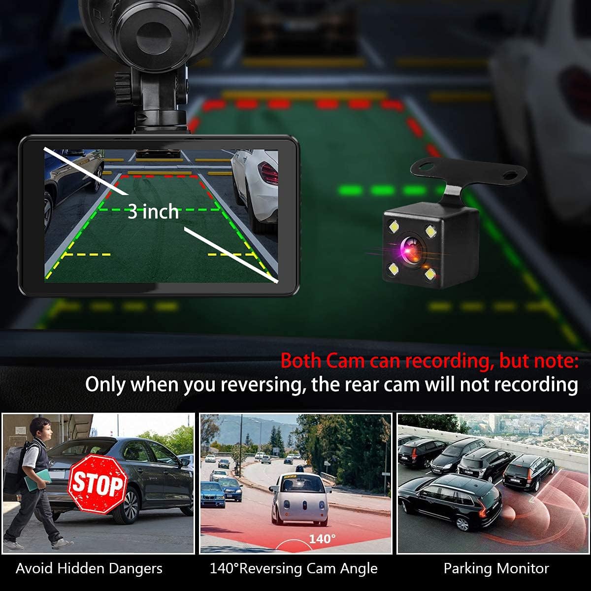 Dash Camera for Cars, Super Night Vision Dash Cam Front and Rear with 32G SD Card, 1080P FHD DVR Car Dashboard Camera with G-Sensor, WDR, Parking Monitor, Loop Recording, Motion Detection 【2022】 Pack of 2