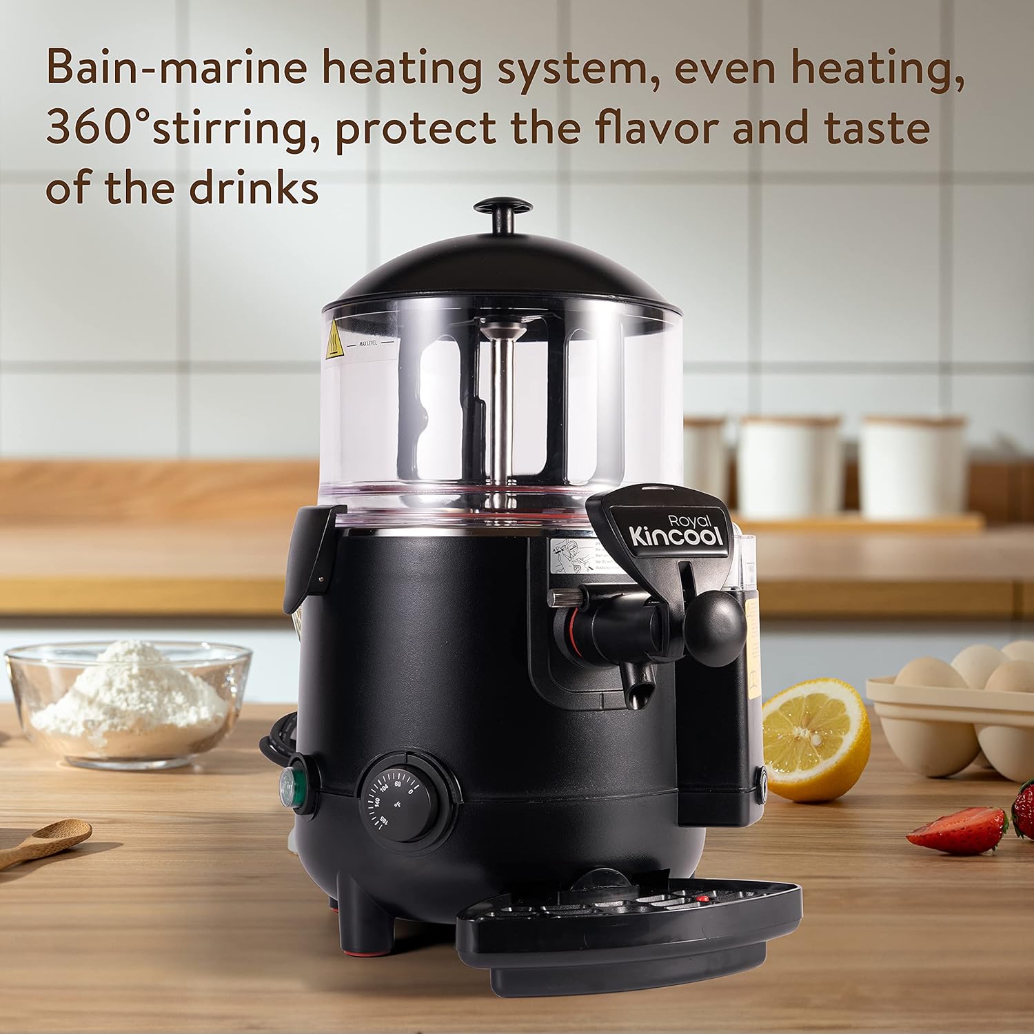 10 Liter 2.6 Gallon Hot Beverage Quick-Brewing Automatic hot chocolate dispenser,Hot drinks maker plus hot chocolate, tea, mulled wine, saki,soybean, butter, Black