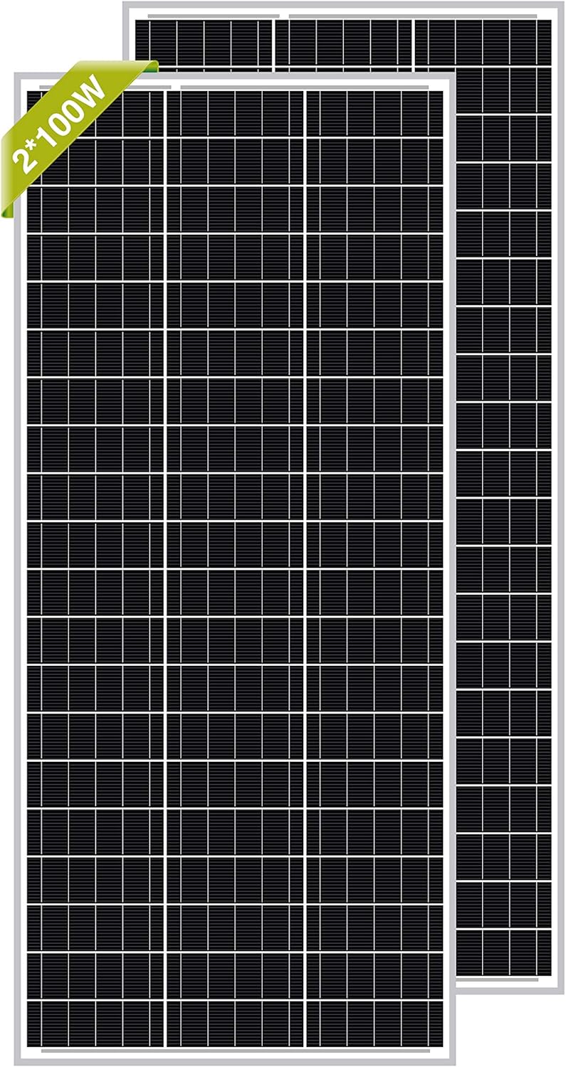 Newpowa 100 Watt Monocrystalline 100W 12V Solar Panel High Efficiency Mono Module RV Marine Boat Off Grid(2pcs+Z Bracket)
