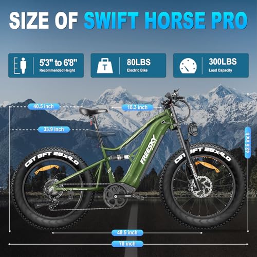 FREESKY 2000W Electric Bike with BAFANG Motor & 48V 30Ah Samsung Cells Battery, 35MPH Max Speed, 120 Miles Range, Full Suspension Mountain Ebike for Adult, 26" Fat Tires, Smart Keys, Hydraulic Brakes