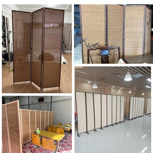 Foldable Room Divider Screen 4 Panel 5 6 7 8 10 11 12 Panels, Farmhouse Privacy Screen Room Separator & Japanese Asian Style Floor Small Space Partitions Wide 5 6 8 10 12 13 Feet 14 Ft(7 Panels,H 170c