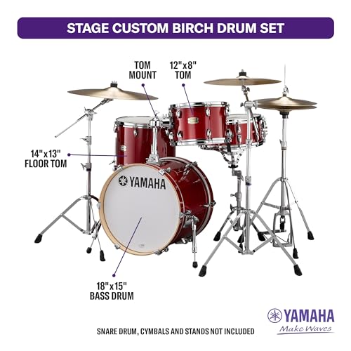 Yamaha 5pc Shell Pack with a 20" Kick 14” Snare Drum in Honey Amber for Students and Working Drummers, (SBP0F50HA)