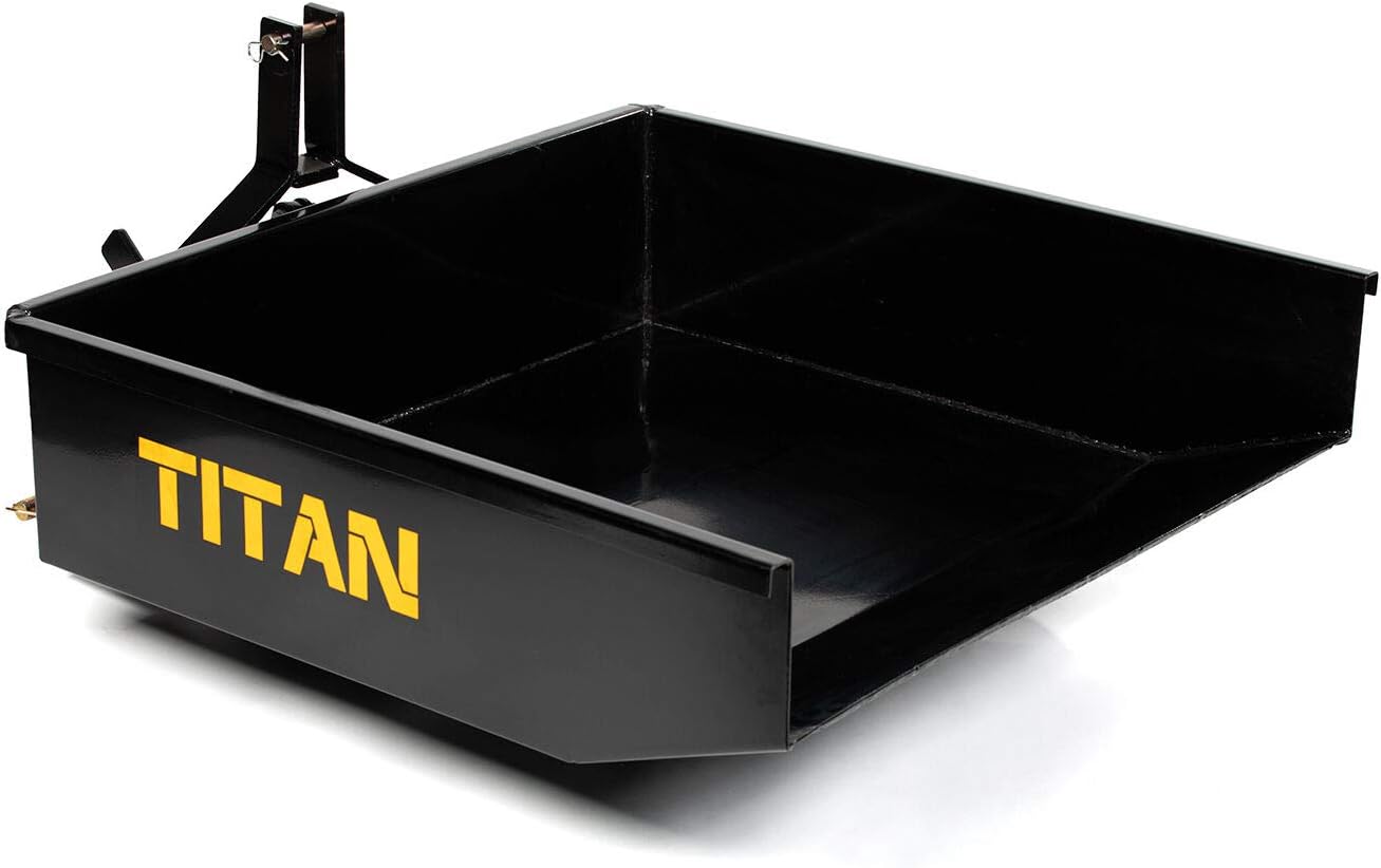 Titan Attachments 10 Cu. FT Quick Hitch Compatible Dump Box, Category 1, 3-Point, Self-Dumping Landscaping Attachment