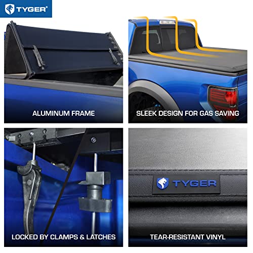 Tyger Auto T3 Soft Tri-fold Truck Bed Tonneau Cover Compatible with 2005-2021 Nissan Frontier; 2009-2012 Suzuki Equator | 6' (73") Bed | TG-BC3N1029, Black