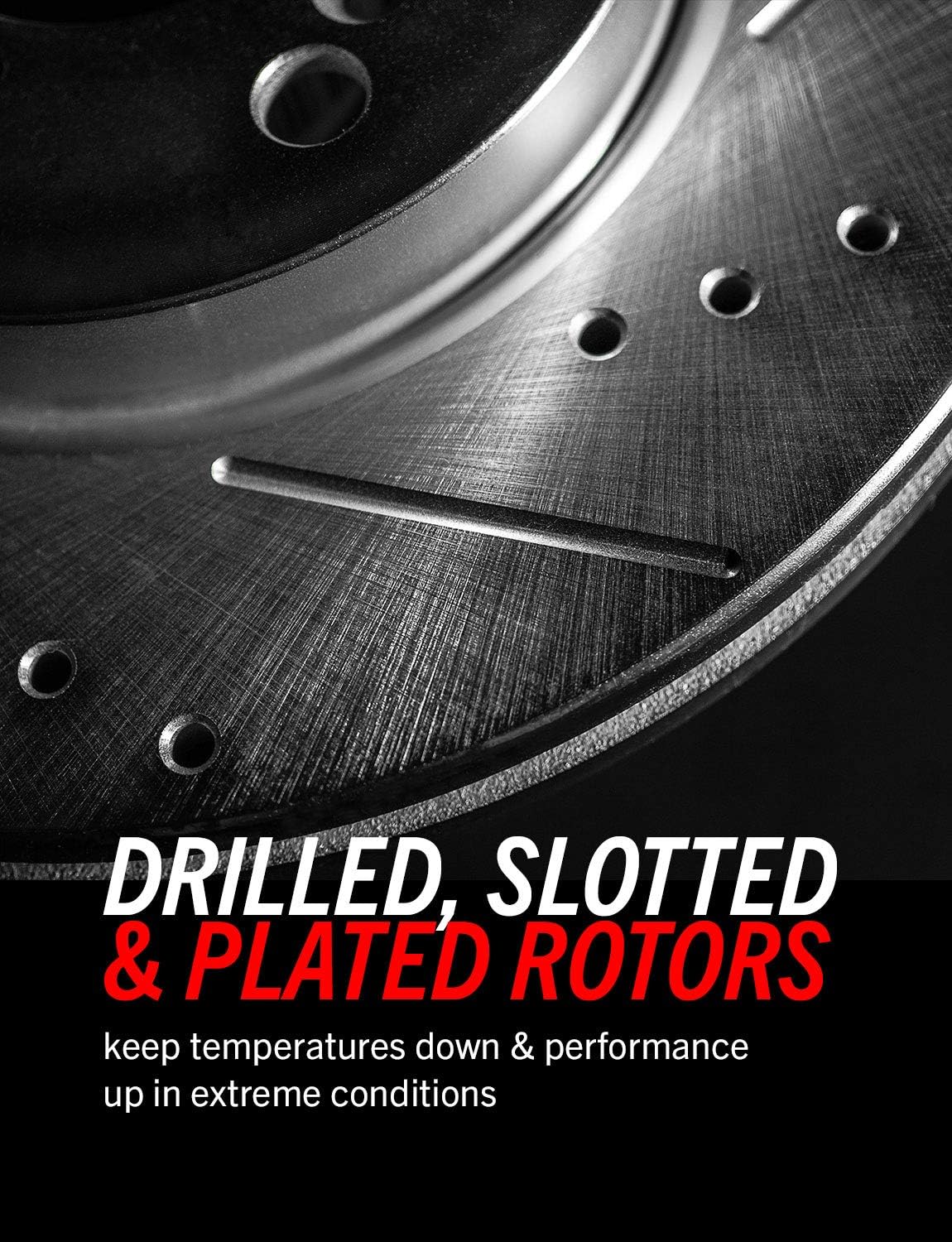Power Stop K1304-26 Front Z26 Carbon Fiber Brake Pads with Drilled & Slotted Brake Rotors Kit