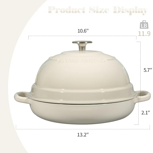 EDGING CASTING Enameled Cast Iron Dutch Oven Pot with Lid, Round Bread Oven for Homemade Sourdough Bread Baking