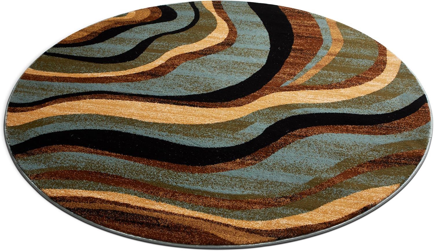 Hudson Waves Blue Brown Geometric Modern Casual Area Rug 8x10 8x11 ( 7'10" x 9'10" ) Easy to Clean Stain Fade Resistant Shed Free Abstract Contemporary Natural Lines Multi Soft Living Dining Room Rug