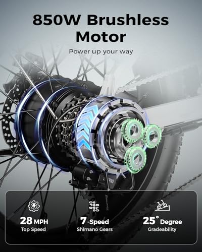 Jasion EB7 ST 2.0 Electric Bike for Adults, 850W Power Motor 55 Miles 28MPH Top Speed Folding Ebike, 48V 10AH Built-in Battery Dual Suspension, 20" Fat Tire Electric Bicycles, Step-Thru Design