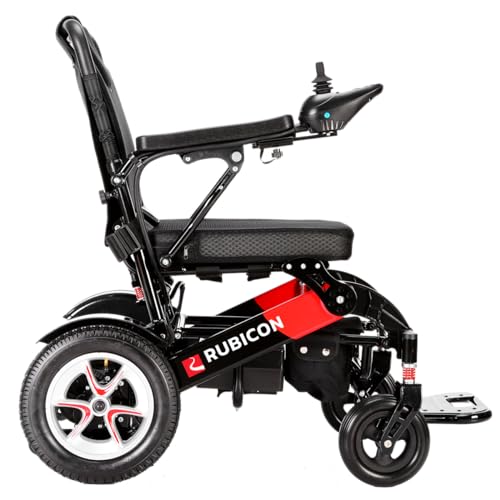 DX08 Rubicon - Puncture-Free Wheels Electric Wheelchair with Longest Range 25 Miles, Powerful 600W Motors, Airline Approved Electric Wheelchair with Dual 12AH Lithium Batteries