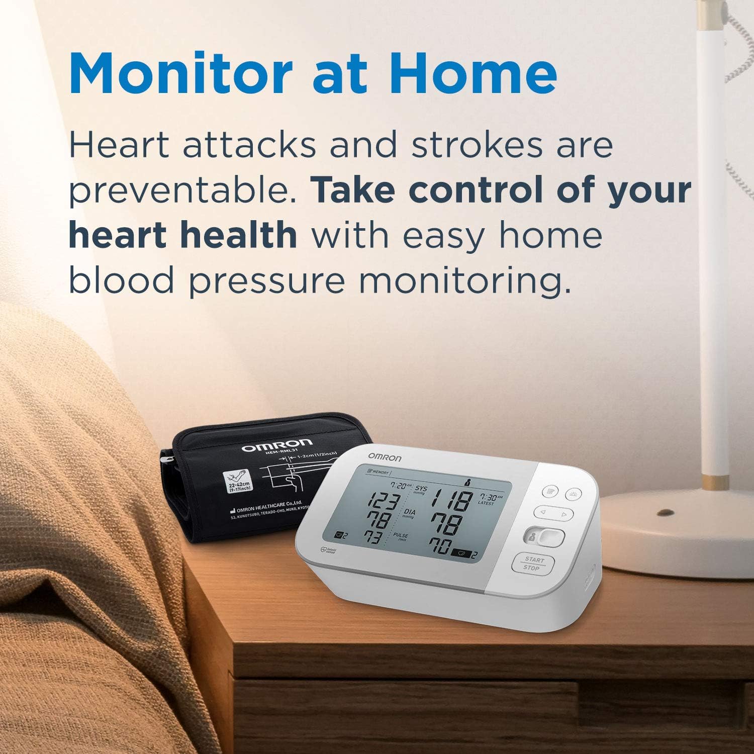 OMRON Gold Blood Pressure Monitor, Premium Upper Arm Cuff, Digital Bluetooth Blood Pressure Machine, Stores Up To 120 Readings for Two Users (60 readings each)