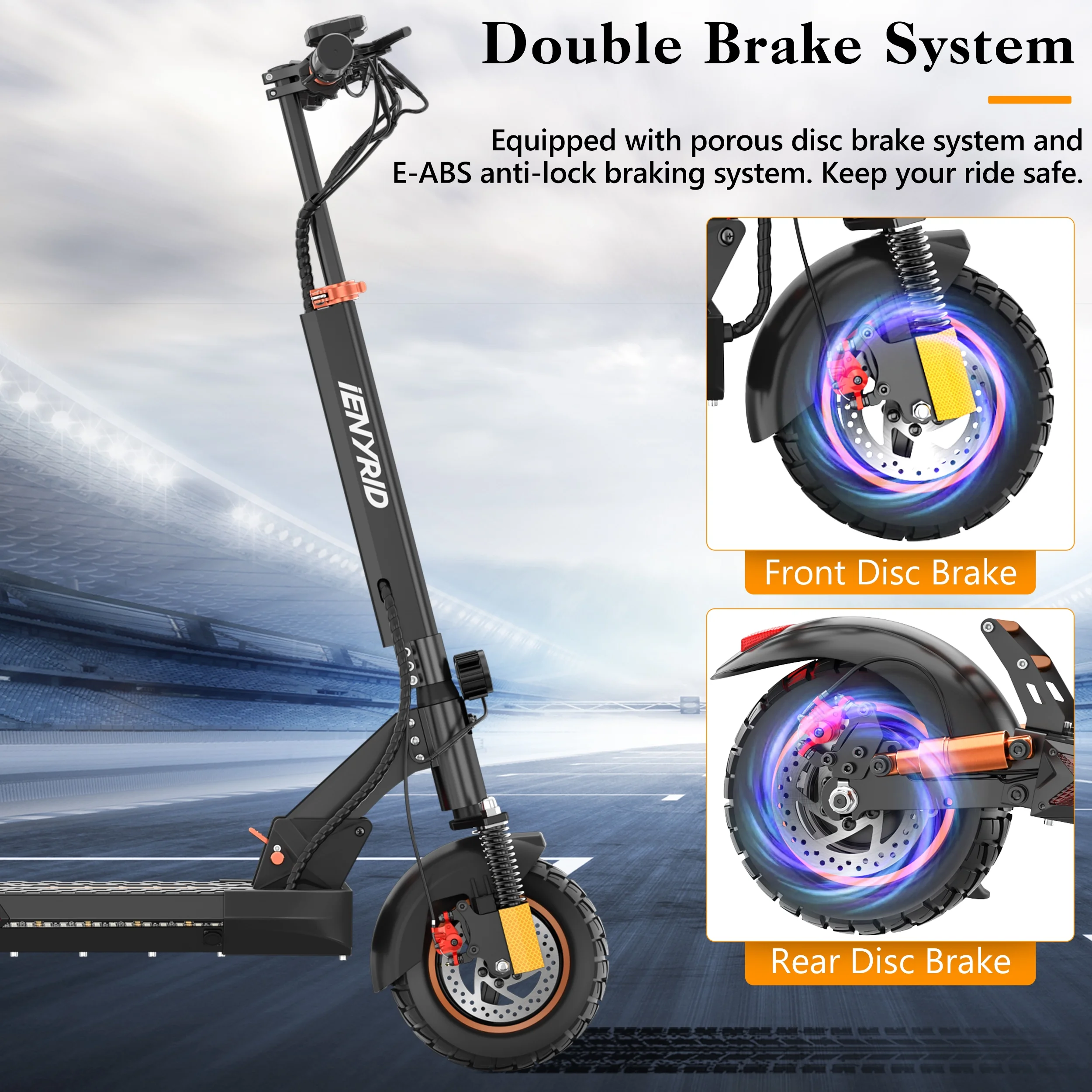 iENYRID 800W Electric Scooter for Adults Teenagers with Removable Seat, 10" Off-road Pneumatic Tires, 3 Speeds 28 MPH Max, Coded Lock Folding Electric Scooter 330lbs Weight Limit Black