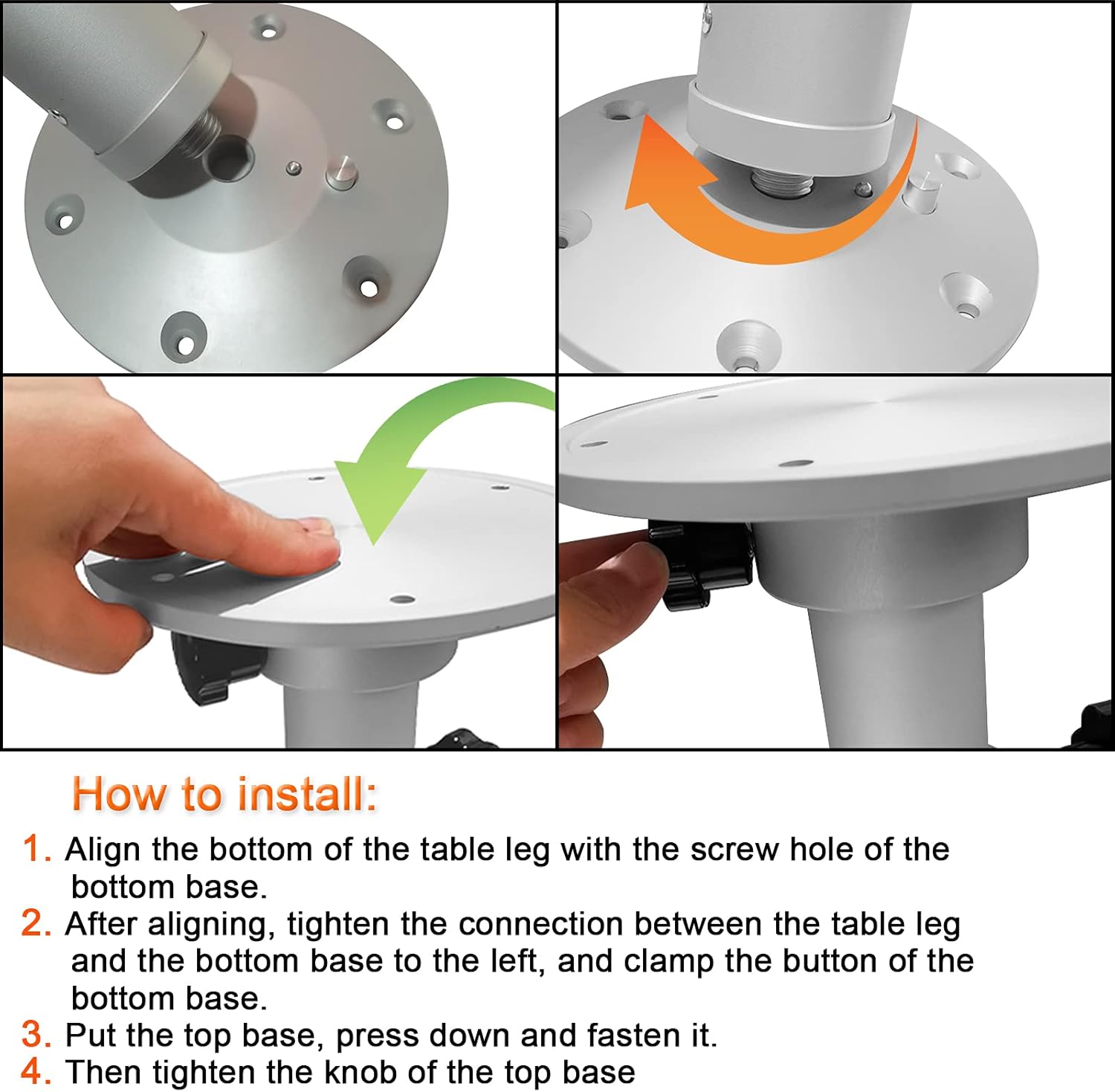 Artilife Table Pedestal Stand, Adjustable Table Pedestal Stand Base for Marine Boat Yacht Caravan Motorhome Workroom Silver,Upgrade and More Stable