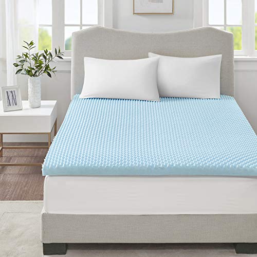 Sleep Philosophy Gel Infused Memory Foam Mattress Topper Luxurious, All Season Enhanced Bed Support, Cal King, 3" Thick, without Cover Blue