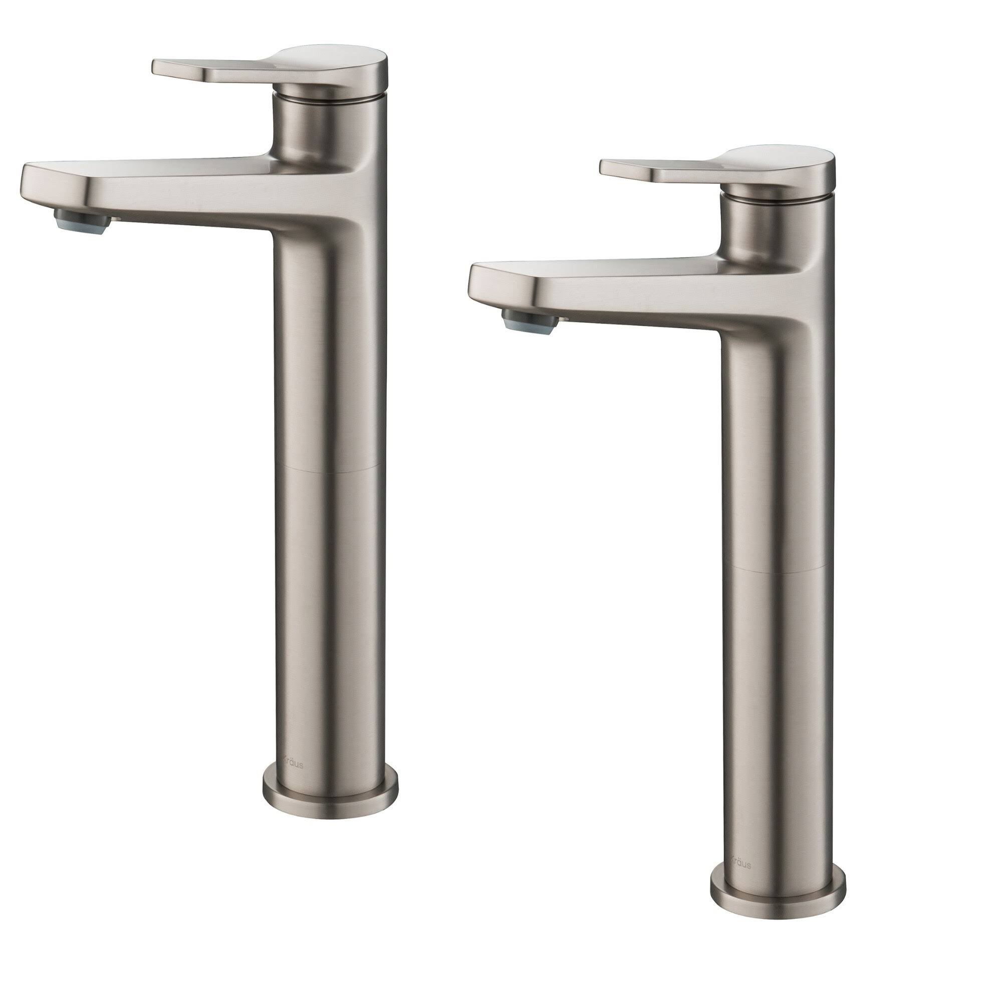 Kraus Indy Single Handle 2-Pack Vessel Bathroom Faucet Spot Free Stainless Steel