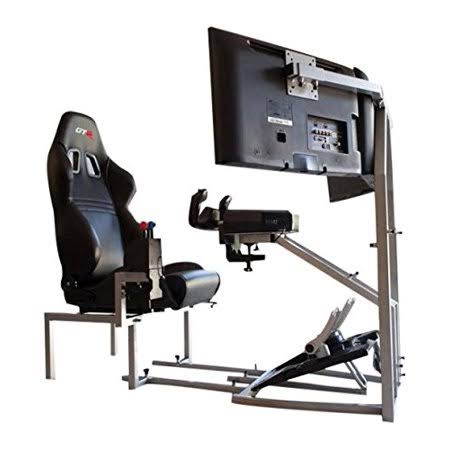 GTR Simulator CRJ Flight Simulator Silver Frame with Black Seat
