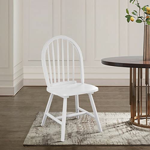 Windsor Dining Chairs Set of 2, 18 Inch Wood Spindle Back Dining Chairs,Vintage Country Farmhouse Armless Side Chairs with Wide Seat, Solid Wood Legs High Back Seating Chairs (Black)