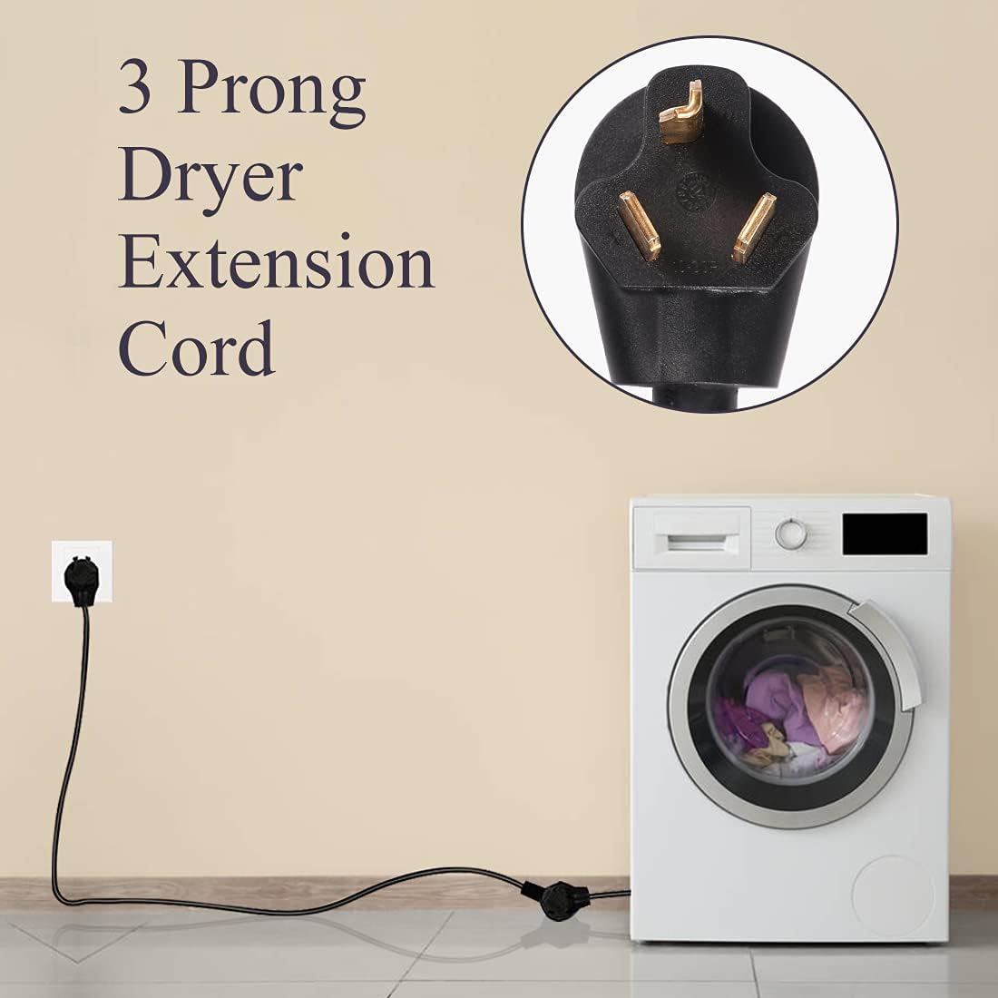 Livtor 25FT Dryer Extension Cord 3 Prong 30 Amp NEMA 10-30P to 10-30R Heavy Duty Thick Cord, Used for Dryer Extension and EV Charging Pack of 2