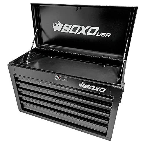Boxo USA Hand Carry Tool Box 5-Drawer 26" Heavy Duty Steel Toolbox with Lock System (White)