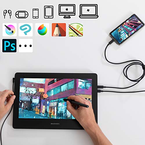GAOMON PD1320 13.3 Inch Drawing Pen Display (Alice Blue) Full-Laminated Screen 86% NTSC with Headphone Jack Graphic Drawing Monitor for Digital Drawing Beginner & Professionals.