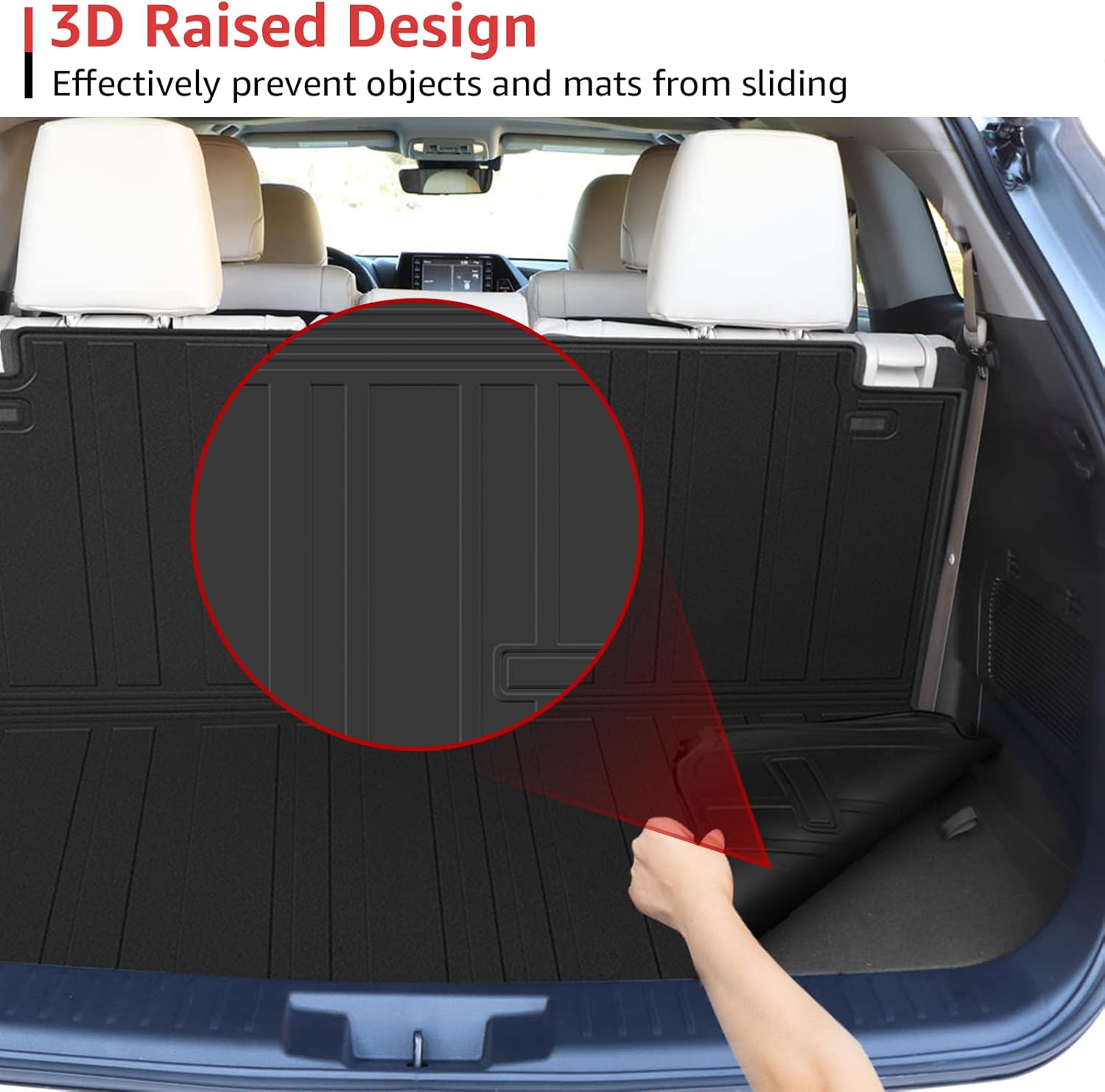 Cargo Trunk Mat for 2020 2021 Toyota Highlander, Customed TPE All-Weather Rear Trunk Liner Accessories (Only Fit Without Subwoofer in Cargo Area) Pack of 2