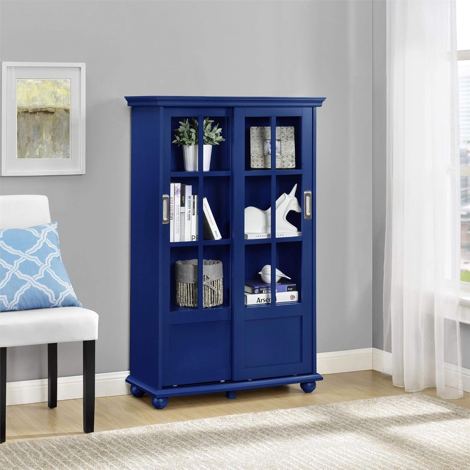 Altra Furniture Altra Aaron Lane Bookcase with Sliding Glass Doors, black