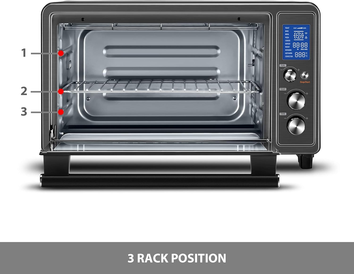 Toshiba Digital Toaster Oven with Double Infrared Heating and Speedy Convection, Larger 6-slice/12-inch Capacity, 1700W, 10 Functions and 6 Accessories Fit All Your Needs
