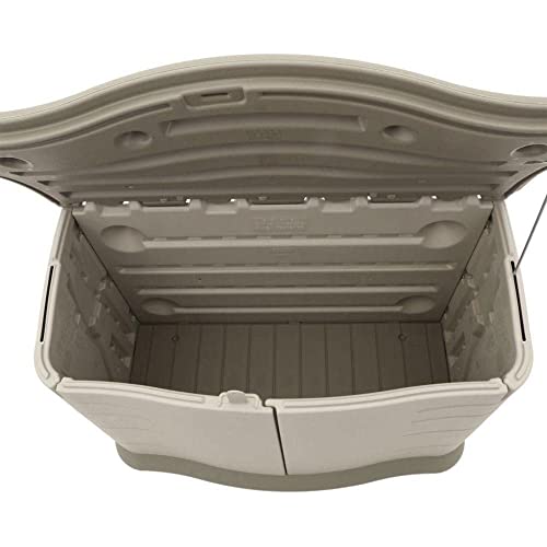 Rubbermaid Small Horizontal Resin Outdoor Storage Shed With Floor (4.5 x 3 Ft) Weather Resistant, Beige/Brown, Organization for Home/Backyard/Pool Chemicals/Toys/Garden Tools/Porch/Patio Cushions